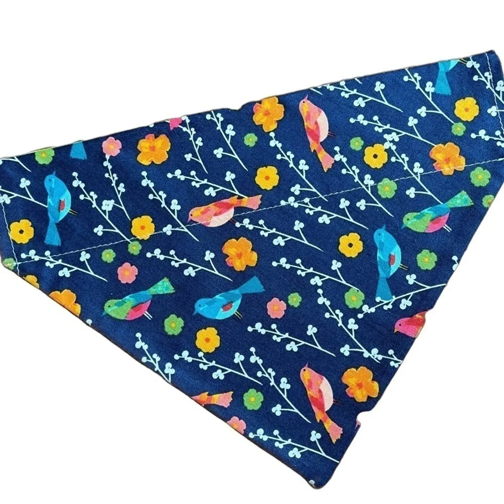 Handmade Colorful Birds Reversible Over Collar Dog Bandana XS SM M La…